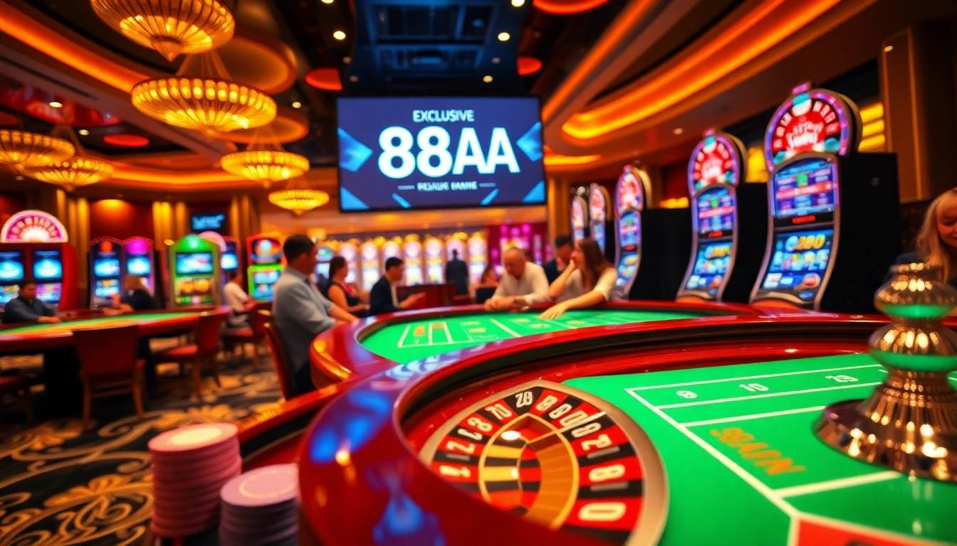 Experience 88AA as players engage in thrilling poker games at a luxurious casino.